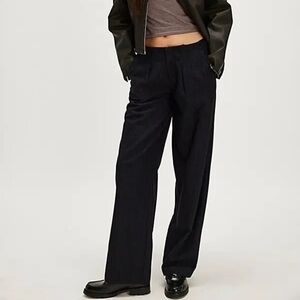 NWOT Free People Bond Low-Rise Trousers Wool Blend Pinstripe